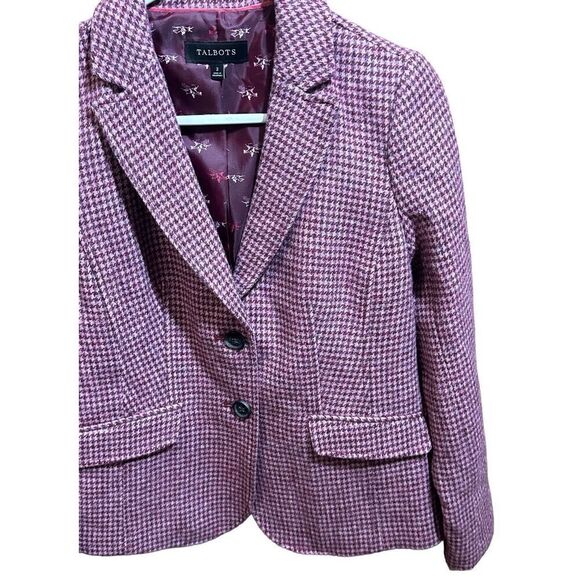 Women's Talbots Multi Color Houndstooth Blazer Riding Jacket Wool Career classic - Picture 2 of 10